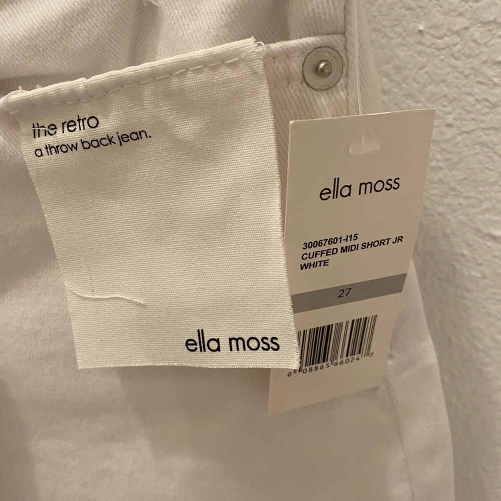 ella moss (Anthropologie) White Denim Cuffed Midi Short - NWT - 26 & 27 - Picture 4 of 14